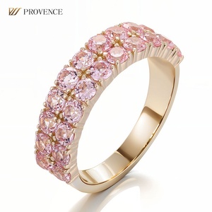 แหวนเพชรพลอยสังเคราะห์สีชมพู ดีไซน์ใหม่ ทองคำแท้ 14k 18k แหวนแต่งงานทรงกลมสองเม็ด ดีไซน์หรูหรา สำหรับผู้หญิง - Product Image 3