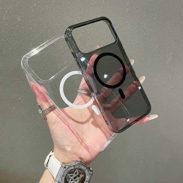Ultra Thin Transparent Hard Plastic Case for iPhone 17 16 15 14 13 12 11 Pro Max Plus Wireless Charge Magnetic Clear PC Cover