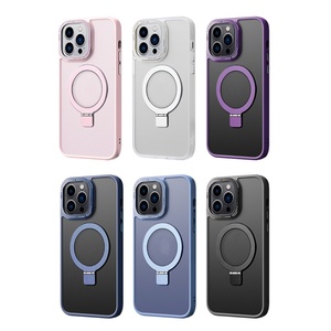 เคสโทรศัพท์มือถือแบบแม่เหล็กเนื้อแมตต์โปร่งแสงสำหรับ iPhone 15 16 Pro Max พร้อมขาตั้งโลหะแบบซ่อน - Product Image 2