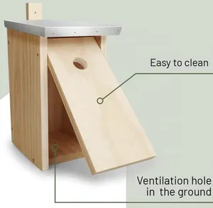Nichoir solide pour grappiniers avec toit en bois, maison pour animaux de compagnie écologique - Product Image 3