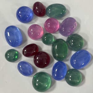 พลอยสังเคราะห์ทรงรีแบบหลวม คัตติ้งแบบคาโบชอง สีเขียว ชมพู แดง น้ำเงิน รูปดาว - Product Image 3