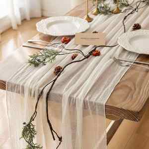 Chemin de table multi-tailles en polyester froissé, doux, durable, minimaliste, moderne, bohème, rustique, pour mariage, fête, décoration de table - Product Image 2