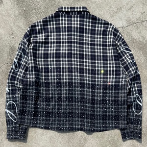 QIANSHI Camicia Termica a Maniche Lunghe in Flanella da Uomo, Stile Retrò con Strass, 100% Cotone 400 GSM, Vestibilità Ampia, Lavaggio Acido, Personalizzabile a Quadri - Product Image 2