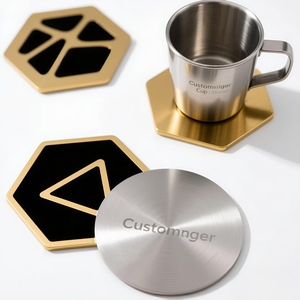 High-end <b>Design</b> Personalized Heat Insulation Table Mat Plating Gold Metal Stainless Steel coaster for Hotel bar Custom Supplies - Product Image 2