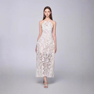 Nouveautés Robes pour femmes à la mode et élégantes <span class=keywords><strong>jupe</strong></span> <span class=keywords><strong>longue</strong></span> en dentelle soluble dans l'eau tempérament sans manches robes de soirée élégantes - Product Image 2