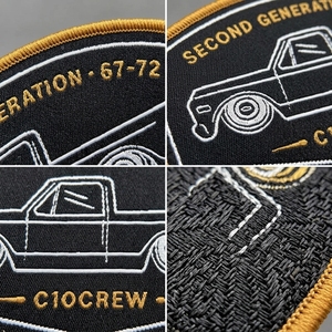 Emblèmes et insignes de maillot de tissu tissé personnalisé Logo de camion Presse à chaud Patchs tissés pour vêtements - Product Image 4