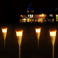 Lampes solaires de jardin IP65 étanche extérieur en bambou effet flamme décorative pour pelouse voie cour arbre lampe