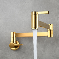 Aquacubic Robinet de remplissage de casseroles mural Robinet d'évier de cuisine pliable avec double bras pivotant dans un corps en laiton