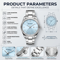 Montre analogique à quartz pour femme en acier inoxydable avec logo personnalisé de luxe, verre saphir, fermoir papillon, résistante à l'eau pour les affaires