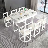 Ensemble table et chaises de salle à manger de style nordique moderne de luxe - Best-seller pour la maison, les écoles, les appartements et les hôtels, 6 places, bois et pierre durables