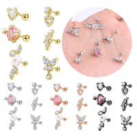 Boucles d'oreilles Toposh en acier inoxydable avec zircon transparent pour Daith, Helix, cartilage – Bijoux de piercing pour l'oreille