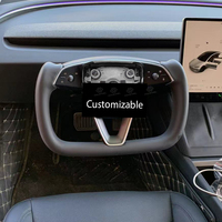 Volant sport à 3 branches personnalisé de luxe en cuir noir/blanc pour Tesla Model 3/Highland/Model Y Juniper Plug
