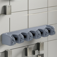 Wandmontage mop- en bezemhouder van PP plastic, opbergrek voor keuken en badkamer, organizer voor schoonmaakgereedschap