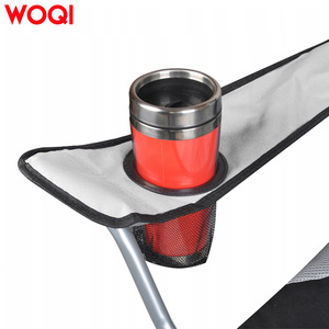 Chaise pliante Woqi, cadre en aluminium, tissu Oxford, capacité de charge 210 kg, utilisation en extérieur, camping, jardin, noir, gris - Product Image 5