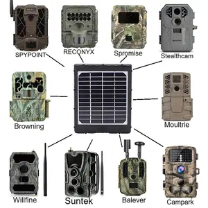 Painel solar à prova d'água ip66, portátil, 6v/9v/12v com bateria de 8000mah para câmera de trilha, caça ao ar livre
