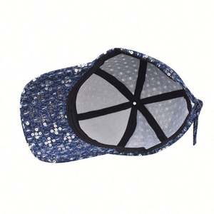 Casquettes de baseball en denim épais à sequins pour hommes et femmes, super confortables, de haute qualité, simples, bicolores - Product Image 6