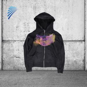 Sweat à capuche personnalisé de luxe, broderie, streetwear, molleton, vintage, surdimensionné, fermeture éclair - Product Image 1