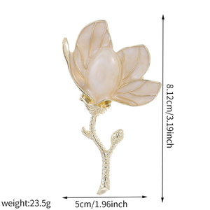 Broche de Aleación de Zinc Chapado en Oro de Alta Calidad con Diseño Retro de Orquídea de Jade <span class=keywords><strong>Blanco</strong></span>, Estilo Palacio, Regalo de <span class=keywords><strong>Boda</strong></span> para Mujer, Joyería con Pedrería - Product Image 6