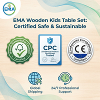 Système de bureau modulaire pour enfants en bois massif EMA, table d'étude en bois extensible et combinable pour répondre aux besoins d'une famille en croissance