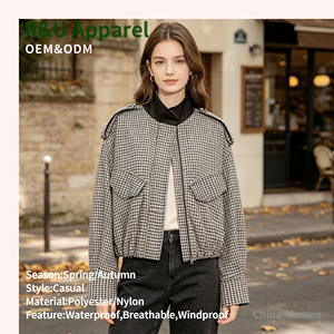 Vestes R&U pour femmes, nouveau style d'été, personnalisation complète, <span class=keywords><strong>veste</strong></span> bomber à col montant à manches longues à carreaux - Product Image 4