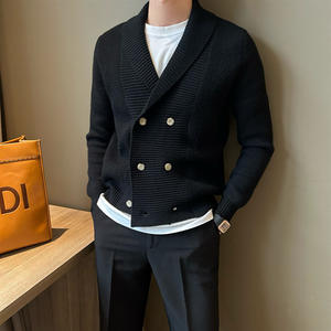 <span class=keywords><strong>Abrigo</strong></span> de punto formal de negocios para <span class=keywords><strong>hombre</strong></span>, estilo Caballero, botón de doble botonadura, cuello redondo, cálido y cómodo. - Product Image 6