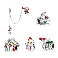 Prezzo di fabbrica all'ingrosso 925 sterling silver cute Christmas snowman car charms jewelry Fit pandoraers braccialetto fai da te