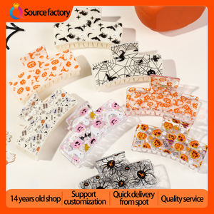 QIYUE Halloween Pinces À Cheveux 8.5CM Solide Carré PS Drôle Fantôme Citrouille Grimace Accessoires De Cheveux Pour Femmes Fait Durable En Plastique Chaleur - Product Image 2