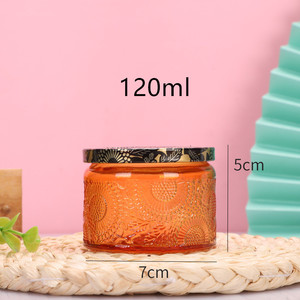 En stock, bocaux à bougie noirs, bougeoirs en verre glyphes, récipient à bougie avec boîte - Product Image 5