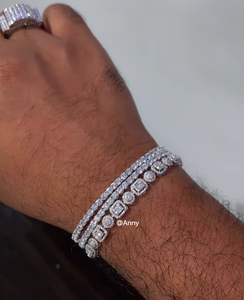 Rappeur Hip Hop Bijoux Hommes Bling Baguette Moissanite Croix Bracelet Or Blanc Glacé Diamant Trèfle Coeur Tennis Bracelet - Product Image 3