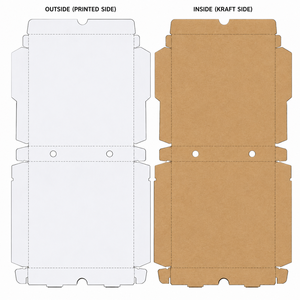 Boîte à pizza en carton ondulé blanc, emballage alimentaire personnalisé imprimé, conteneur à emporter pour restaurants de pizzas, livraison, traiteurs - Product Image 3