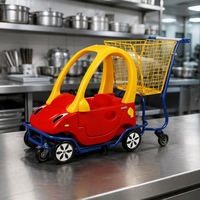 Chariot de courses pour enfants avec cabine de voiture simulée, coloris rouge et bleu