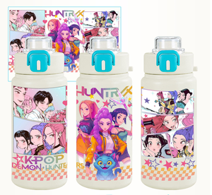 Nueva Taza Infantil Aislada de Acero Inoxidable 316 con Doble Boca y Pajita, Diseño de Dibujos Animados, Portátil, del Equipo Cazafantasmas de K-POP - Product Image 3
