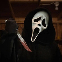 Masque de fantôme Halloween Scream, masque d'horreur en latex avec capuche noire pour fête cosplay