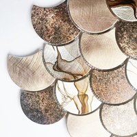Carrelage en mosaïque d'aluminium irrégulier en forme d'écailles de poisson moderne, épaisseur 8 mm, garantie 5 ans, cuisine, salle de bain, salon, intérieur