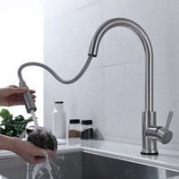 Robinet de cuisine moderne à poignée unique en acier inoxydable 304 Eau Or Noir Couleur brossée Capteur tactile intelligent Noyau de valve en céramique