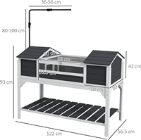 Enclos Moderne en Bois pour Tortues avec Table, Couvercle Ouvrable, Deux Niches, Étagère de Rangement, Zone de Baignade et Plateau Fixe - Pour Usage Domestique