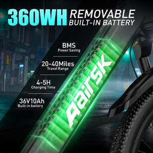 Vélo Électrique de Style Cyclomoteur pour <span class=keywords><strong>Femme</strong></span>, 400W 36V, 7 Vitesses, Portable, Assistance au Pédalage et Accélérateur, Roues de 26 Pouces - Product Image 4