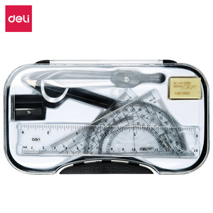 Deli Compass Set 8-Piece Transparent Box With Ruler Eraser Lead Student Drawing Supplies Math Tools - Product Image 4