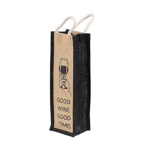 Bolsa de cosméticos de yute de moda de calidad superior, cubierta de botella de vino resistente al agua con cierre abierto, precio al por mayor - Product Image 1