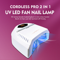Lampe Séchoir à Ongles Professionnel Sans Fil 72W Couleur Personnalisée Rose Noir Pro 2 en 1 Double Mains Ventilateur UV Led Lampe à Ongles Rechargeable