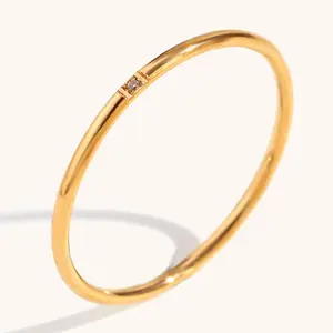 High End Minimal Wedding Ring 316L Stainless Steel Ring 18k Gold PVD Plating Finger Rings Band Wholesale For Women Jewelry