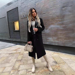 Veste longue à col tailleur pour femmes européennes <span class=keywords><strong>et</strong></span> américaines, automne <span class=keywords><strong>et</strong></span> hiver - Product Image 4