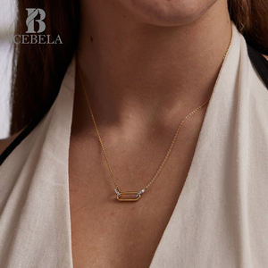 Collares Únicos de Joyería Fina de Plata de Ley 925 con Colgante de Zirconia y Eslabones Entrelazados para Mujer - Product Image 3