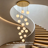 Lustre sphérique moderne de luxe en albâtre pour hôtel, villa, duplex, maison d'hôtes, atrium, escalier en colimaçon