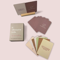 Cartes Mates en Papier Rose Imprimées sur Mesure et Cartes d'Affirmation Positive Fantaisie avec Boîte Magnétique