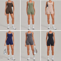 Combinaison de sport moulante pour femme, sans manches, en Spandex doux, pour Yoga et Gym, dos ouvert, effet ventre plat, avec soutien-gorge rembourré, style unitard sexy
