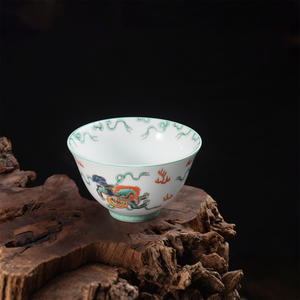 Bol à nouilles chinois peint à la main avec des motifs anciens bleus et blancs de longévité, pêche, lion, poisson, algues et autres, bol à riz - Product Image 3