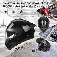 Casque de moto rabattable avec spoiler et emplacement Bluetooth, casque intégral pour scooter pour hommes et femmes, taille universelle, hiver