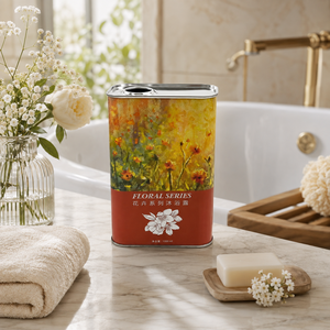 Boîte en métal rectangulaire plate personnalisée avec bouchon à pompe, boîte en métal imprimée pour gel douche, huile essentielle, emballage cosmétique - Product Image 2