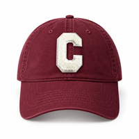 Casquette de baseball personnalisée en coton doux, style Dad Hat, avec patch chenille lettres, bordeaux délavé, pour le sport et les loisirs, vente en gros